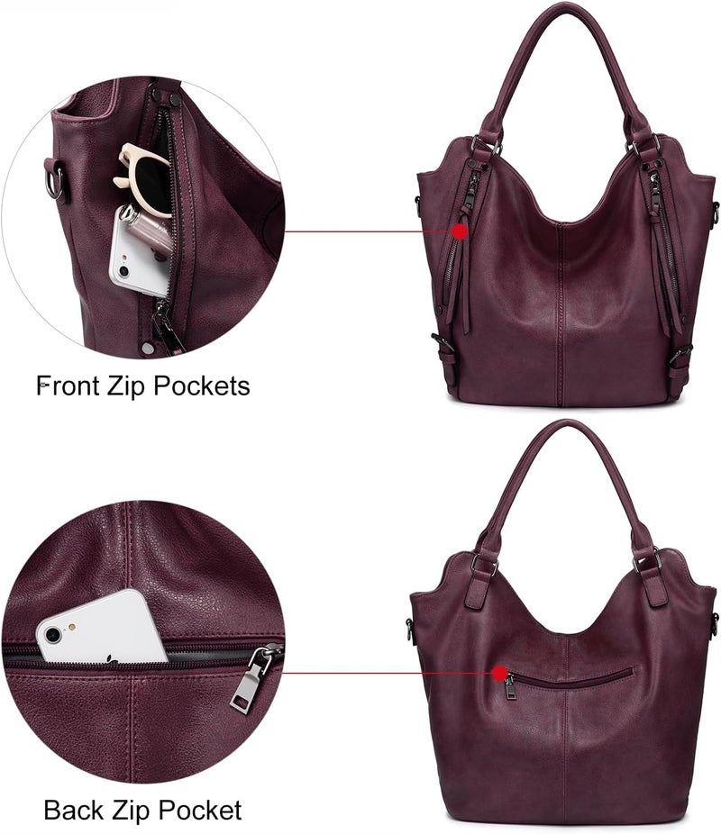 Realer Tote Bag for Women PU Leather Shoulder Bags Fashion Hobo Bags Large Purse and Handbags with Adjustable Shoulder Strap - Image 3